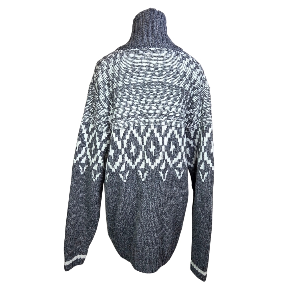 Simons Mens Gray and White Wool Blend Shawl Cardigan Sweater Size L - Picture 3 of 6